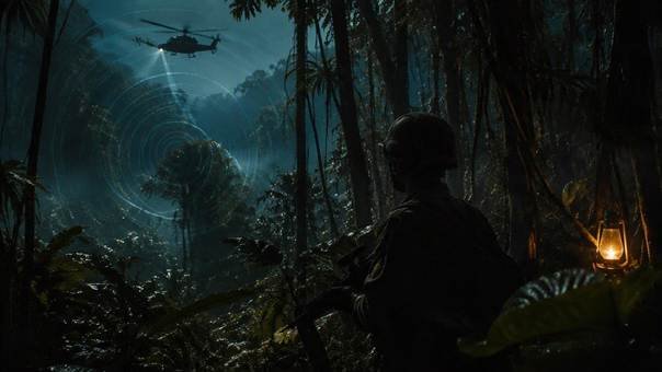 A selva noturna e a transmissão aérea de mensagens.